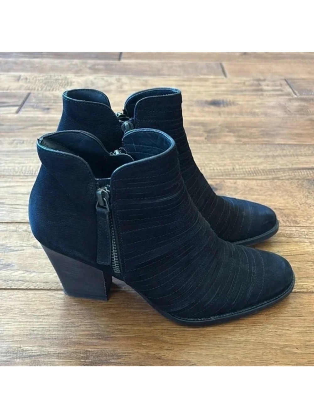 Paul Green Malibu Sliced Zip Bootie Ankle Boot Black Nubuck Leather Size US 7